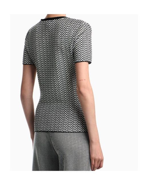 Emporio Armani Gray Geometric-Pattern Short-Sleeve Top