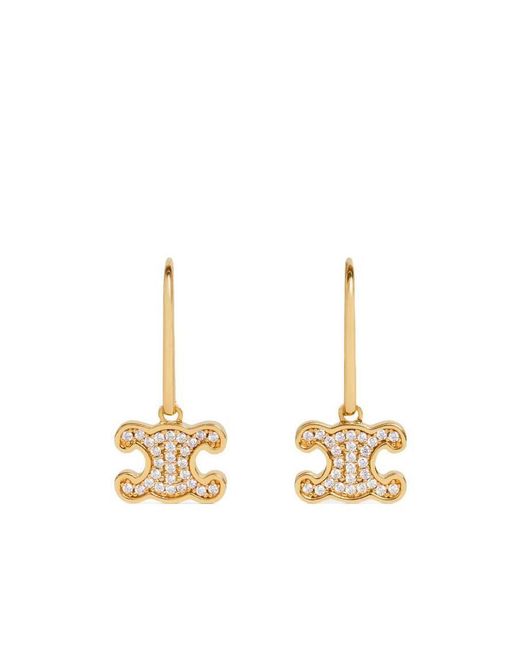 Céline Metallic Triomphe Rhinestone Earrings