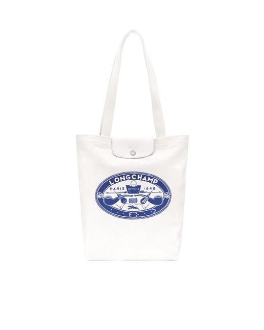 Longchamp White Le Pliage Medium Tote Bag