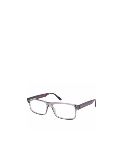 Gucci White Eyewear Rectangle Frame Glasses for men