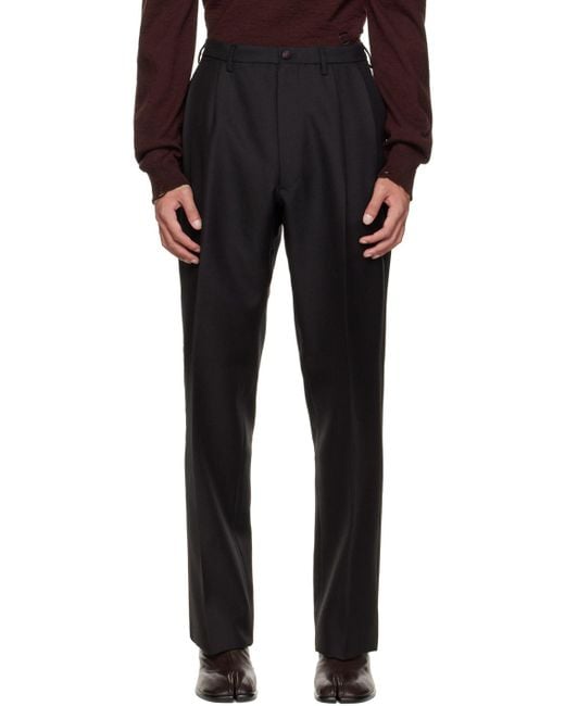 Maison Margiela Black High-Waist Pleated Trousers for men
