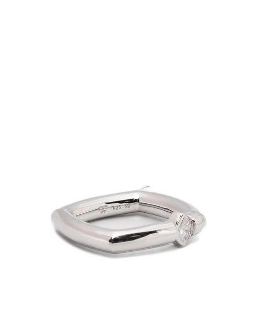 Tom Wood White Frame Slim Embellished Ring for men