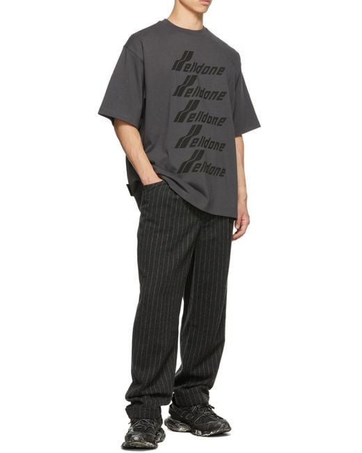 we11done Black Logo-Print Crew Neck T-Shirt for men