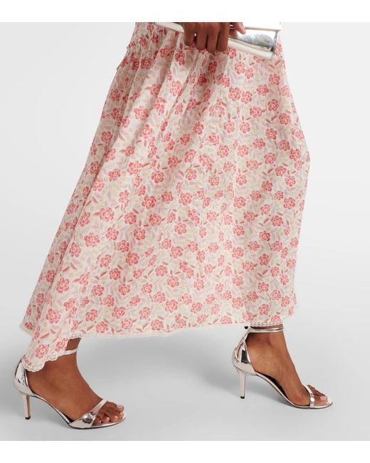 Rixo Pink Floral Ruffle Dress