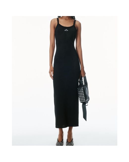 Alexander Wang Black 3D Logo Mesh Sleeveless Midi Dress
