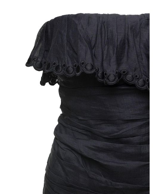 Isabel Marant Black Off-Shoulder Ruched Minidress