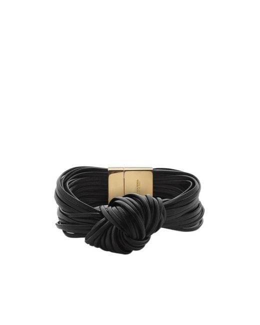 Bottega Veneta Black Knot Leather Bracelet