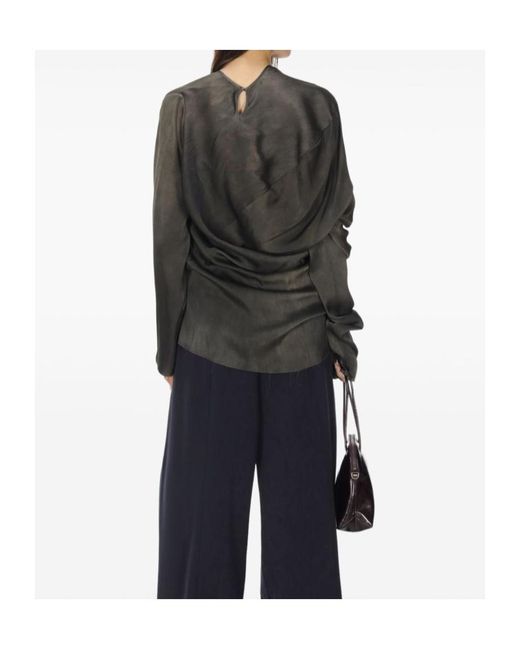 Uma Wang Blue Long-Sleeved Blouse