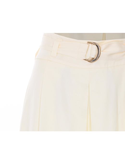 Twinset White Neve Belted Midi Skirt