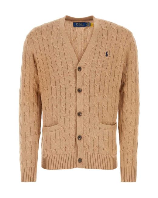 Polo Ralph Lauren Natural V-Neck Long-Sleeved Cardigan for men