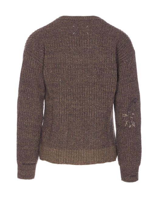 Maison Margiela Brown Four Stitch-Logo Sweater for men