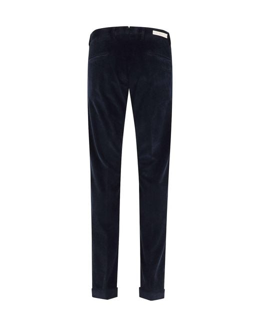 Briglia 1949 Blue Corduroy Cuffed Trousers for men