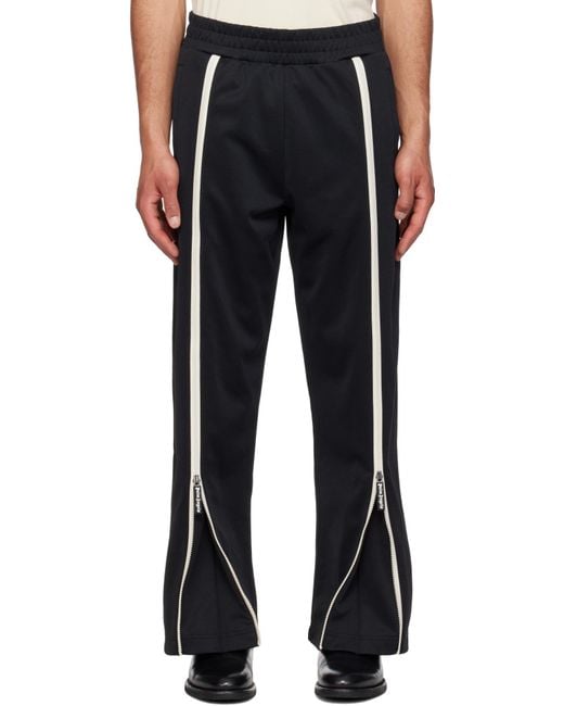 Palm Angels Black Central Zipped Track Pants for men
