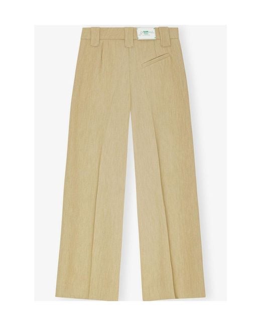 Ganni Natural Twill Suiting Mid Waist Trousers