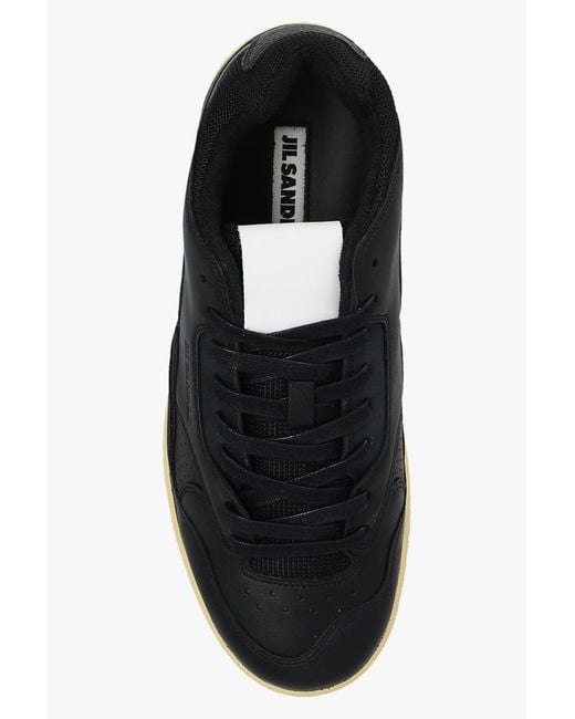 Jil Sander Black Round-Toe Lace-Up Sneakers