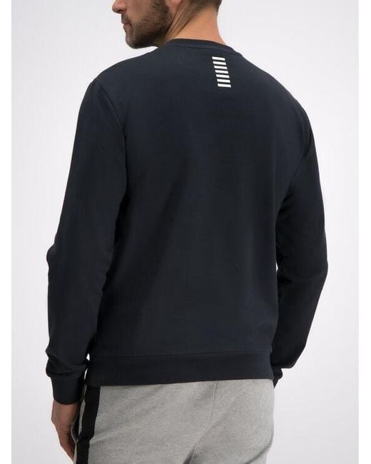 EA7 Blue Logo Round Neck Sweater for men
