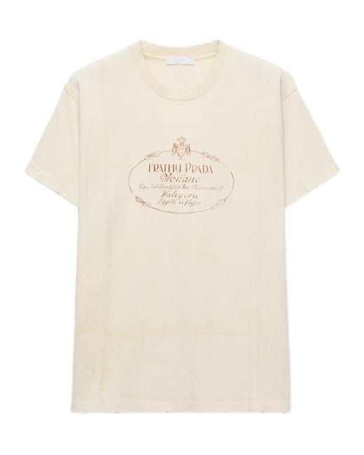 Prada White Garment-Dyed Jersey T-Shirt