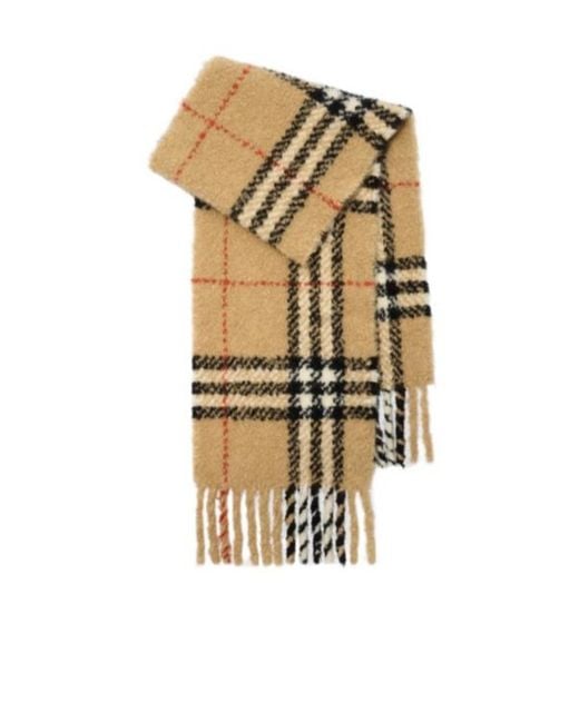 Burberry Metallic Check Fringed Bouclé Scarf
