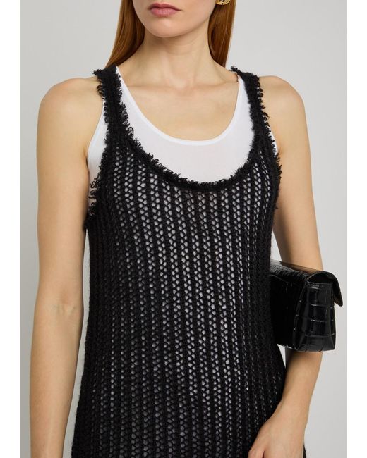 Totême Black Layered Mohair-Blend Midi Dress