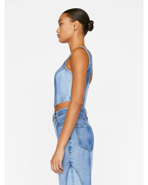 FRAME Blue Square Neck Denim Corset