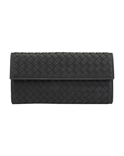 Bottega Veneta Black Weave A Logo Wallet