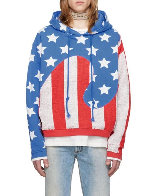ERL Blue Stars And Stripes Swirl Sweatshirt for men