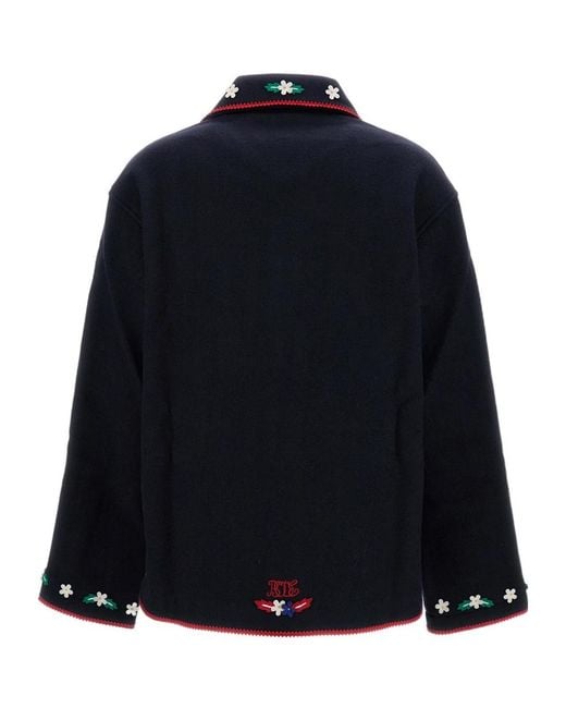 Bode Blue Carroll Embroidered Wool Jacket for men