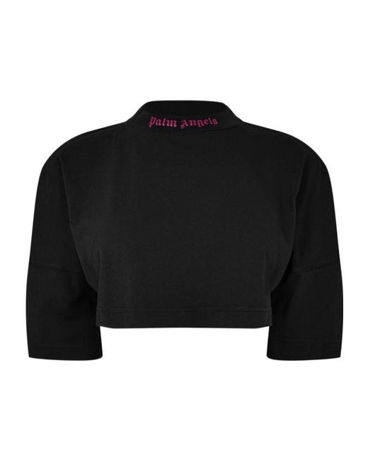 Palm Angels Black Logo Crop T-Shirt