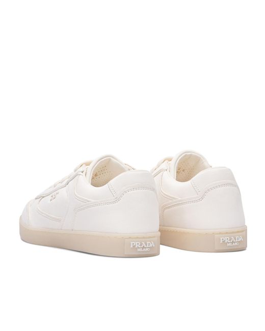 Prada White Round Toe Low Top Casual Shoes for men