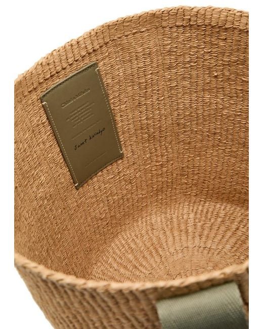 Chloé Metallic Woody Logo-Embroidered Raffia Basket Bag