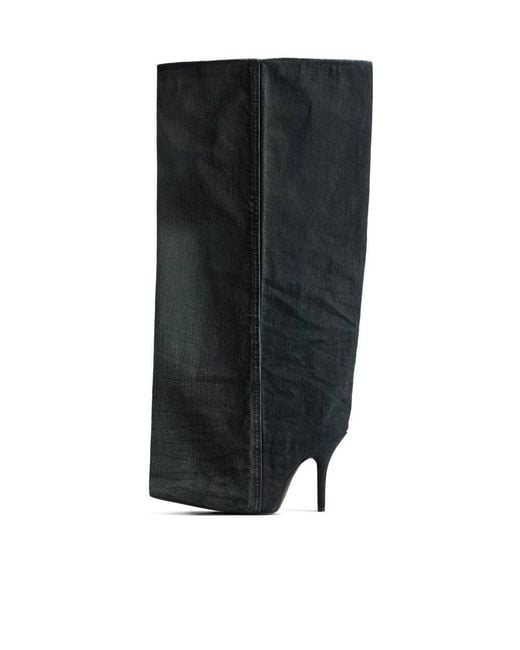 Balenciaga Black New Wader Distressed Boots