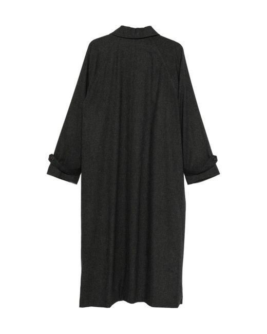 Alysi Black Button-Front Trench Coat