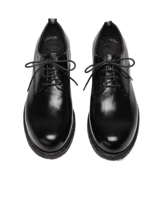 Officine Creative Black Leather Derby Shoes for men