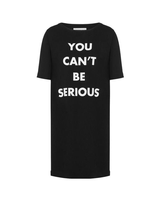Moschino Black Text-Print Round-Neck Dress