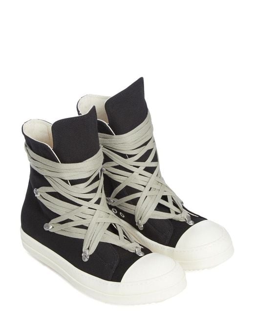 Rick Owens Black Megalace High-Top Sneakers for men