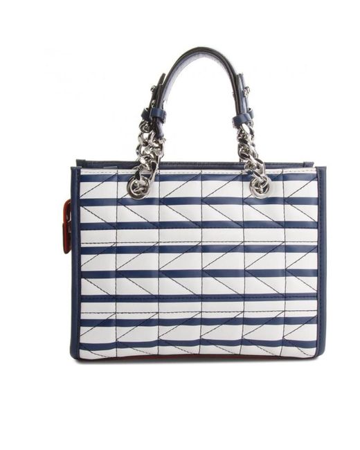 Karl Lagerfeld Blue Logo Color Blocking Design Shoulder Bag