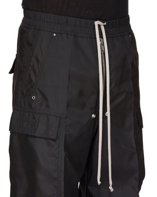 Rick Owens Black Concordians Double Cargo Jumbo Belas Trousers for men