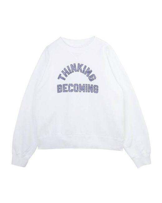 Sacai White Slogan Printed Crewneck Sweatshirt for men
