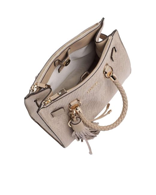 Liu Jo Natural Small Braided-Handle Zipped Tote Bag