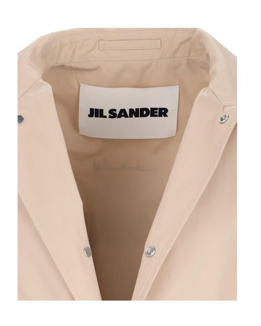 Jil Sander Natural Buttoned Long Coat for men