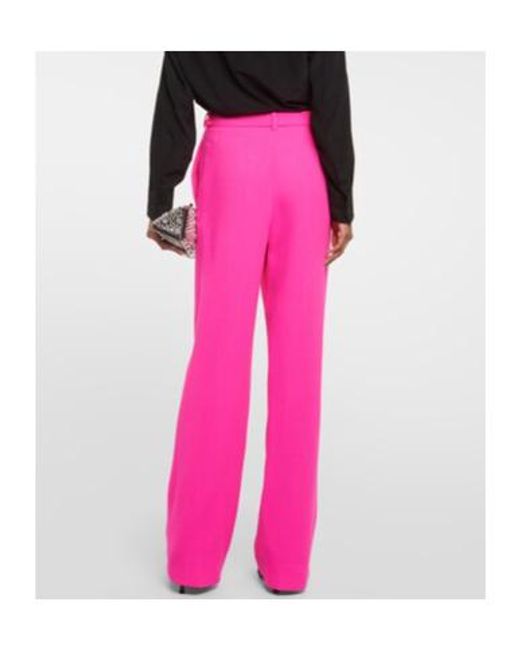 Alexandre Vauthier Pink Wool Wide-Leg Pants