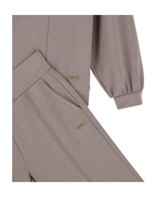 EA7 Gray Core Lady Logo-Plaque Tracksuit