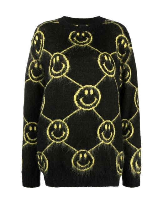 Joshua Sanders Black Smiley-Face Intarsia-Knit Jumper