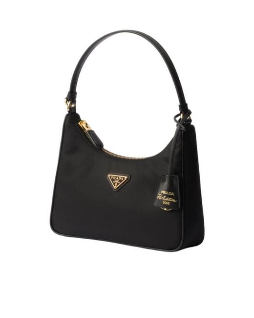 Prada Black Mini Re-Edition 2005 Re-Nylon Logo Detail Handbag