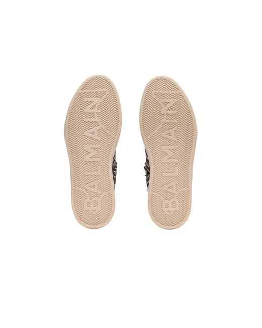Balmain Brown Monogram Jacquard B-Court Trainers