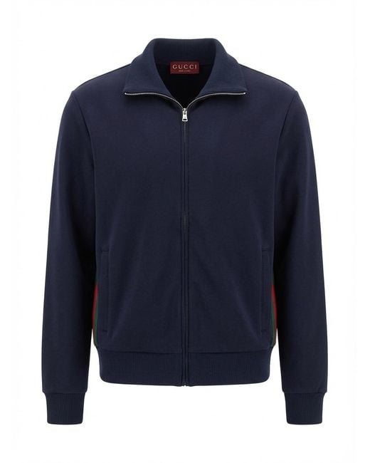 Gucci Blue Long-Sleeved Zipped Jacket for men