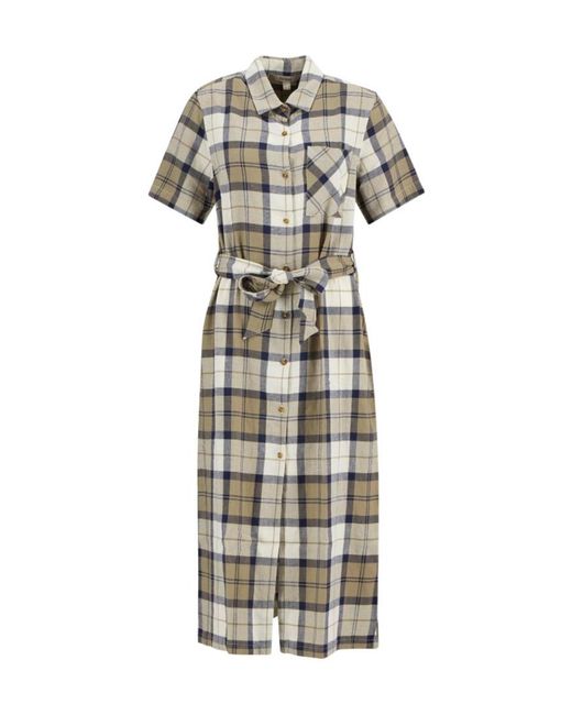 Barbour Multicolor Fern Belted Tartan Midi Dress