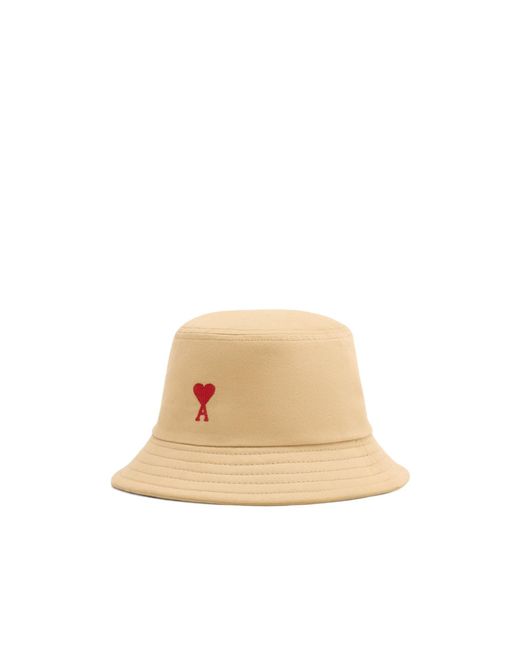 AMI Natural Ami De Coeur Embroidered Bucket Hat for men