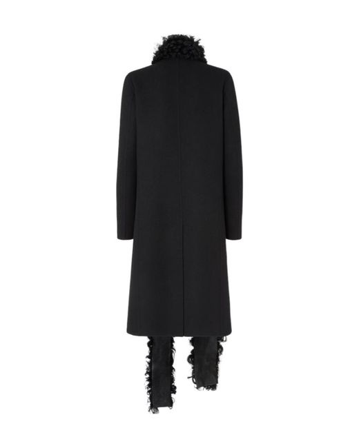 Fendi Black Wool And Shearling Coat