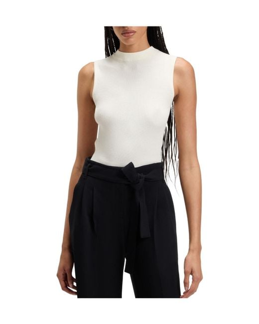 Boss Natural Sleeveless Knitted Top